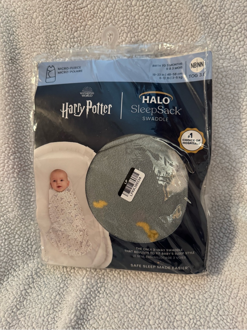 Halo SleepSack Swaddle - Gray with Yellow Accents, Harry Potter B19